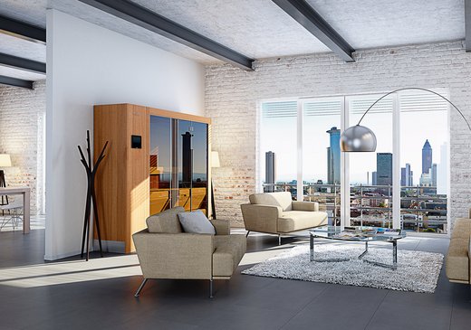 Moderne ausfahrbare Sauna in Loft - KLAFS Sauna S1